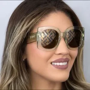 FENDI FROM THE ROMA COLLECTION SUNGLASSES,  GREEN IS 2025 TOP COLORS AGAIN? FENDI EYEWEAR Rimless cat-eye crystal-embellished silver  main image 4